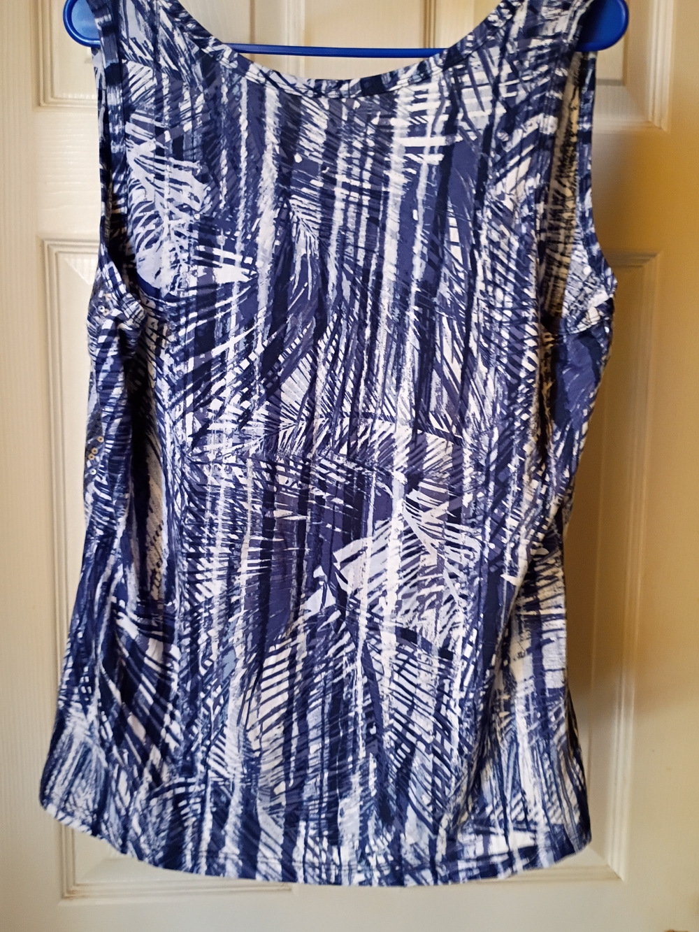 Roaman's Navy & White Abstract Palm Print Tank